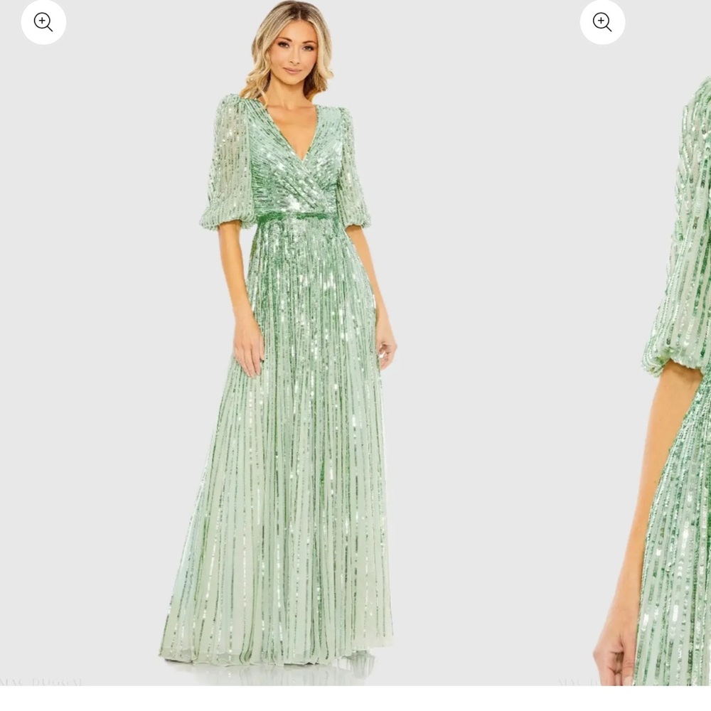 Mac Duggal Mint Green Sequin Dress